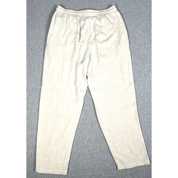 Manfinity Pant Womens Medium Oatmeal Linen Blend Drawstring Trousers Comfy Boho - Picture 1 of 11